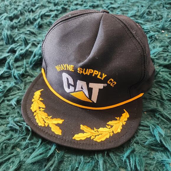 Vintage CAT Thayne Supply Co. Snapback Hat Black Rope Bill Made in USA - Picture 2 of 7